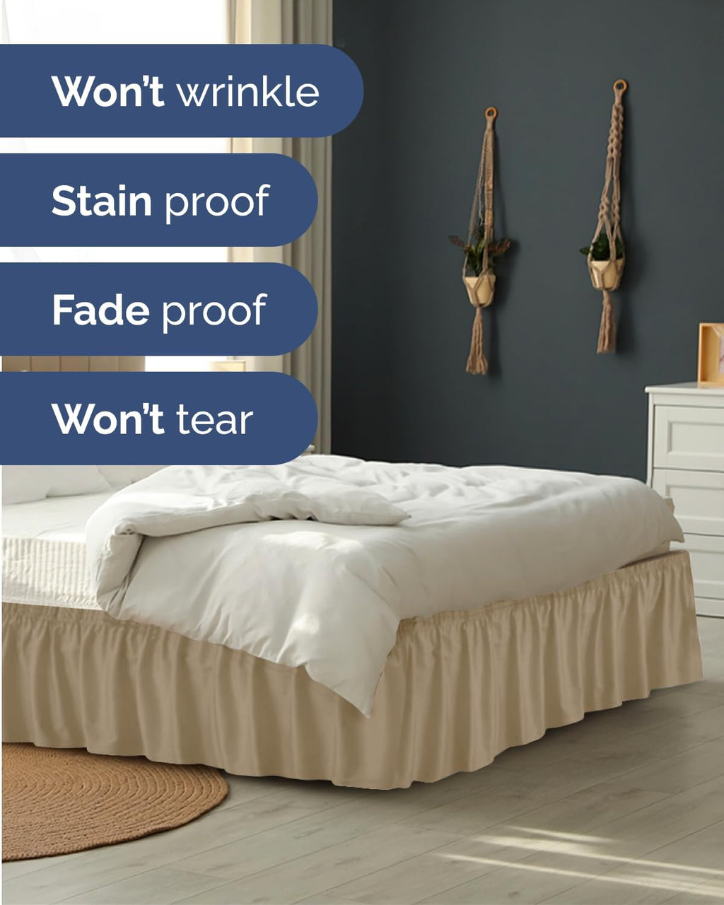 Elastic Wrap Around Pleated Bed Skirt