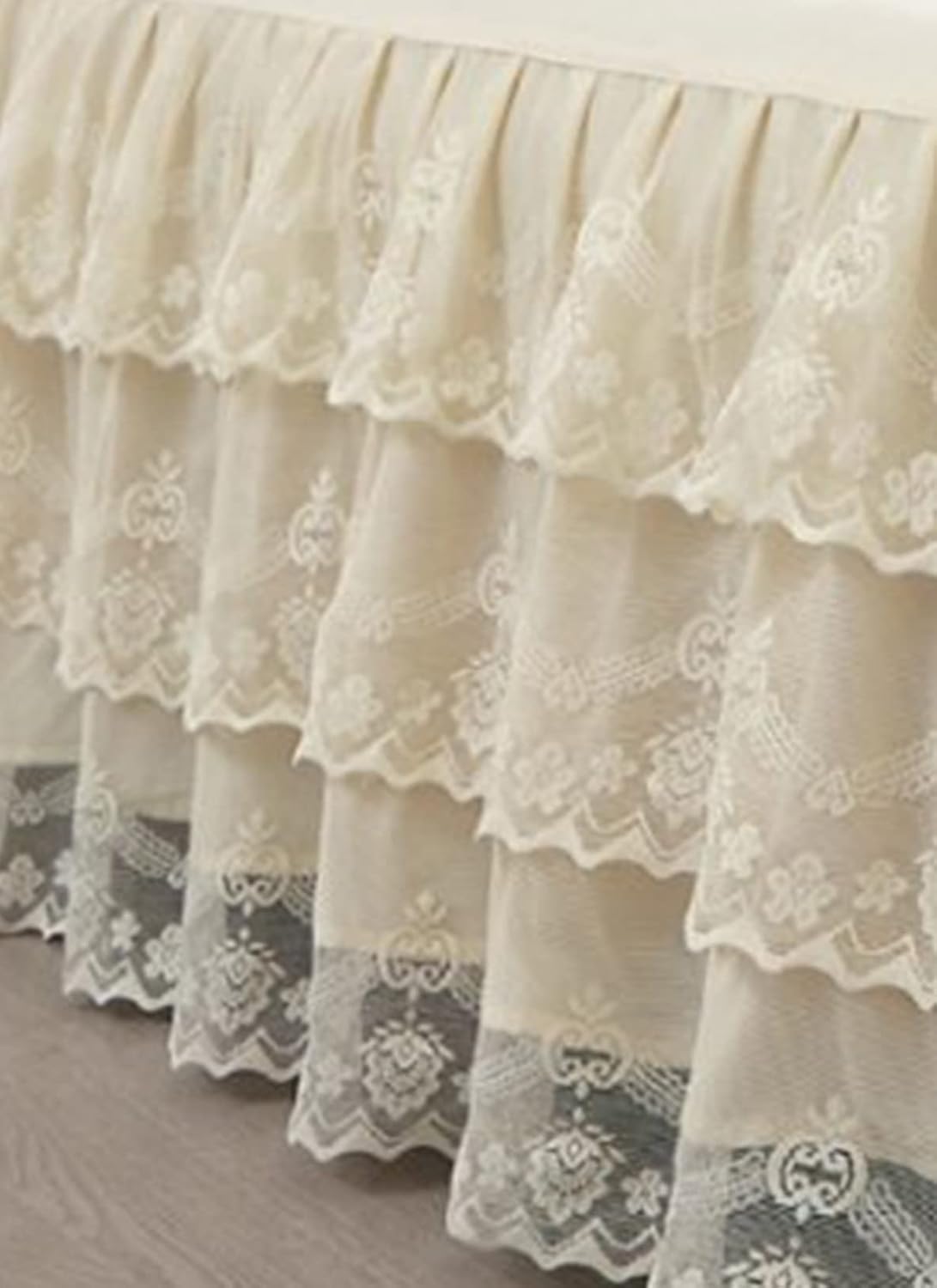 3-Layer Lace Ruffled Bed Skirt