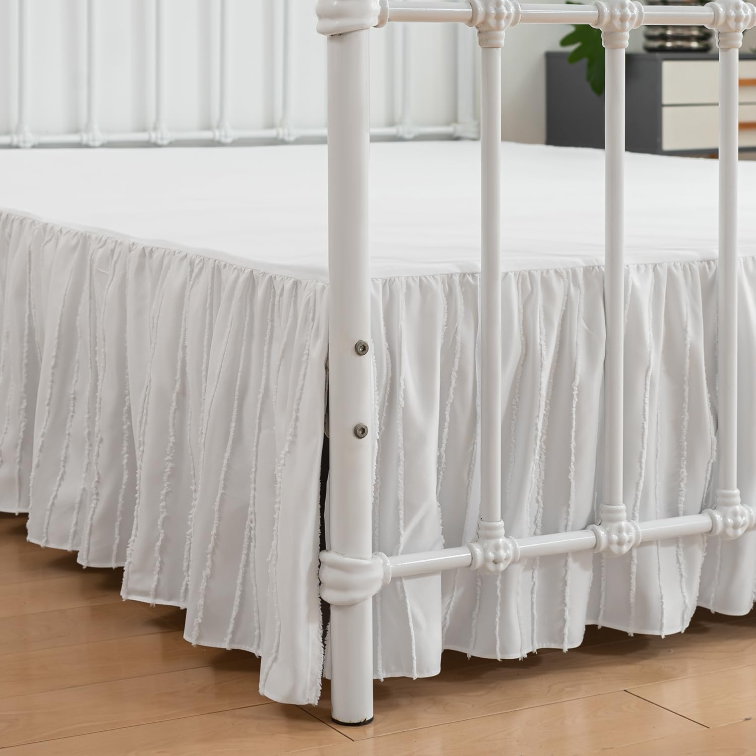 Striped Tufted Split Corner Bed Skirt