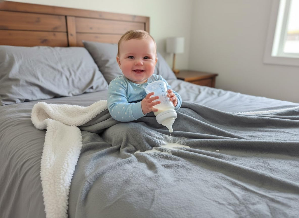 Waterproof Reversible Sherpa Fleece Throw Blanket