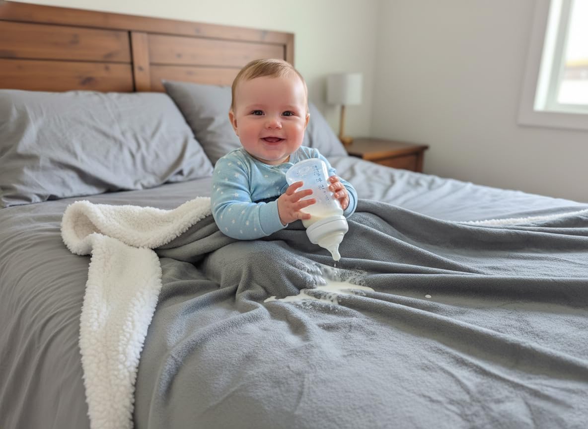 Waterproof Reversible Sherpa Fleece Throw Blanket
