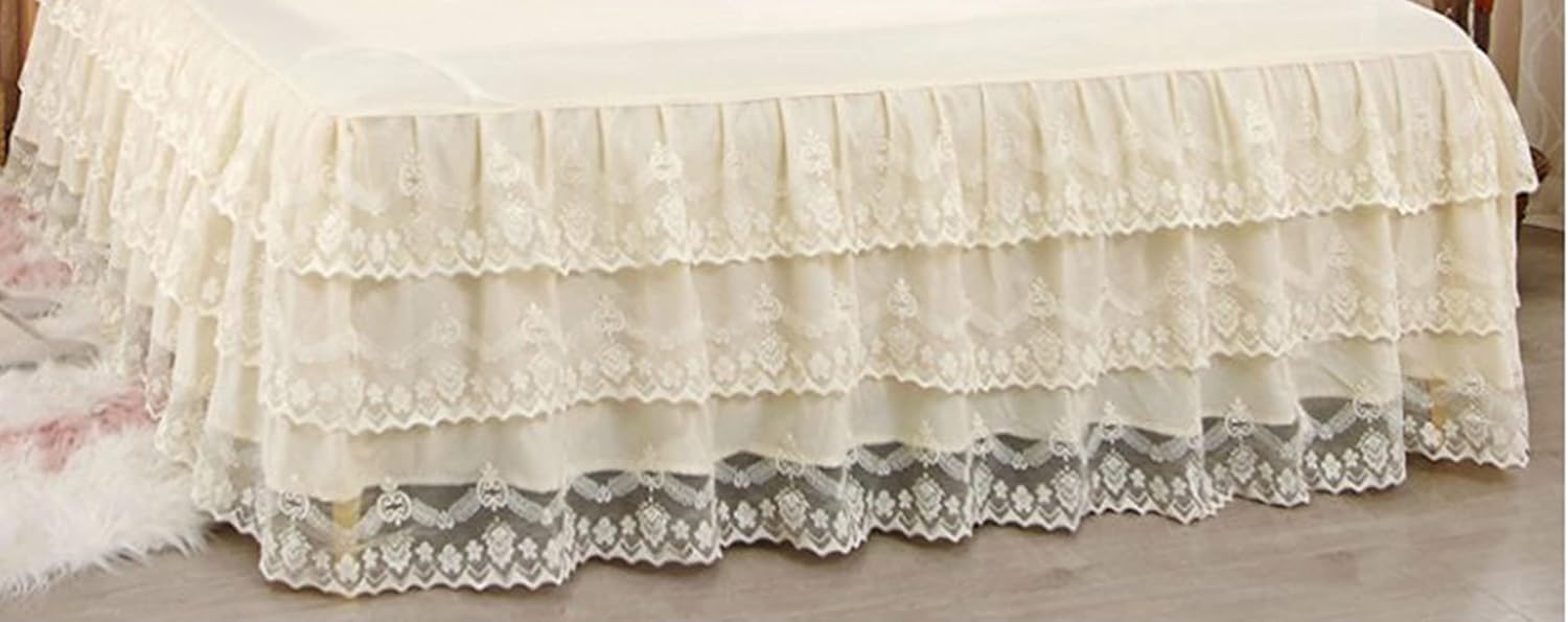 3-Layer Lace Ruffled Bed Skirt