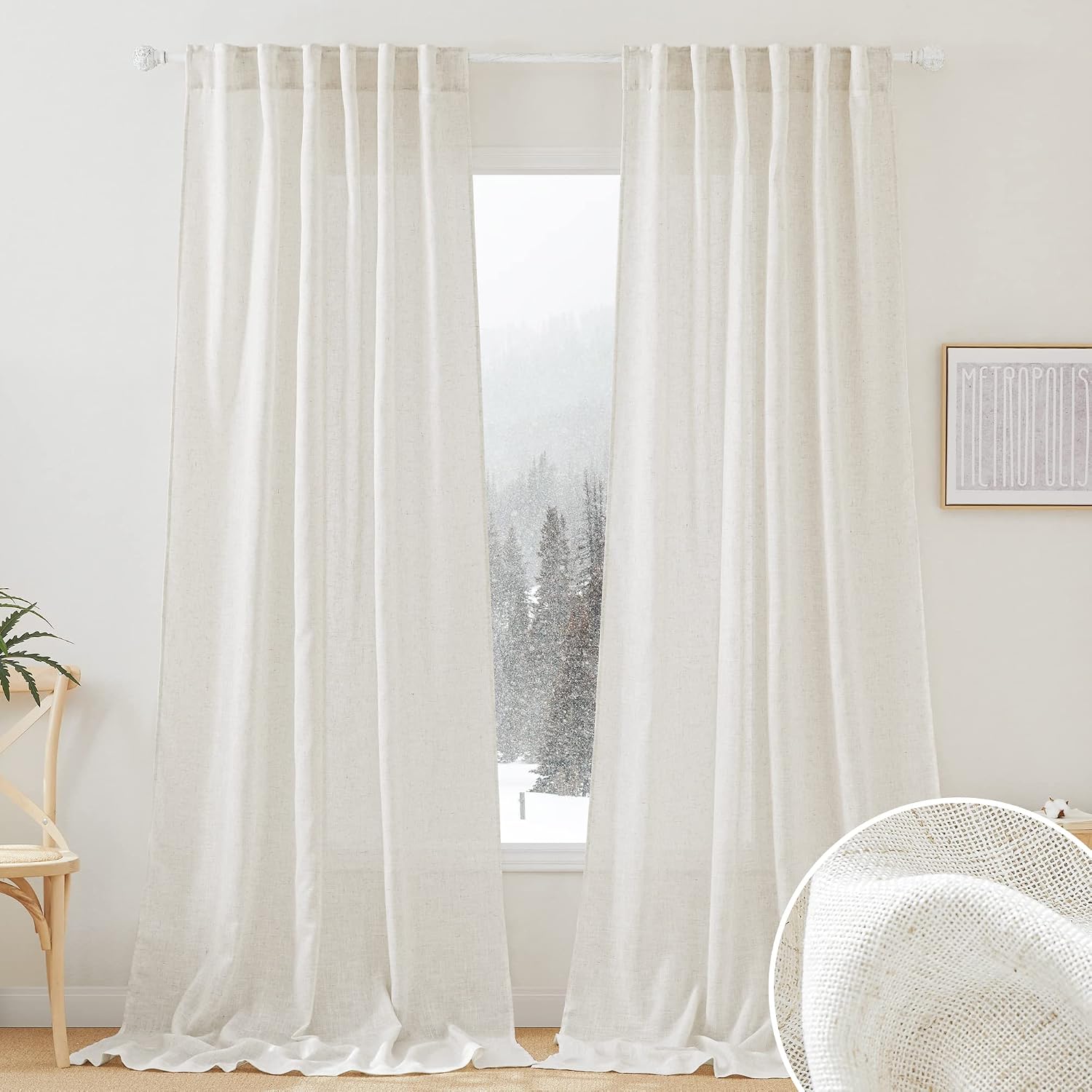 Linen Blend Semi Sheer Curtains