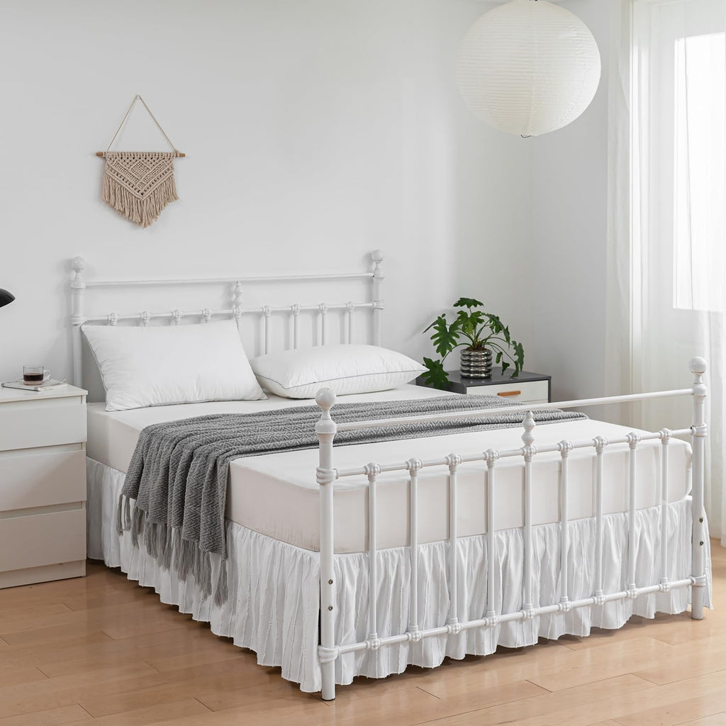 Striped Tufted Split Corner Bed Skirt