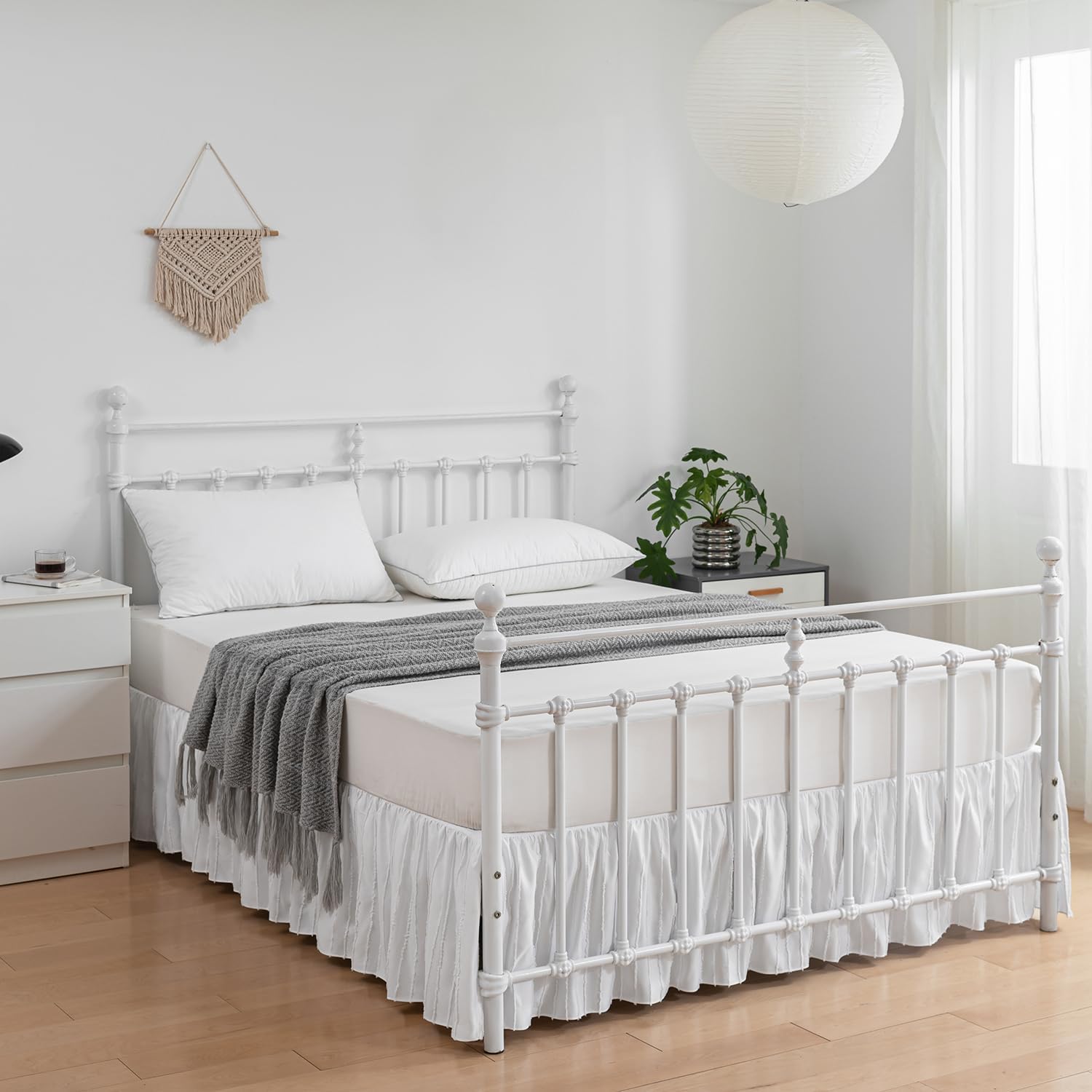 Striped Tufted Split Corner Bed Skirt