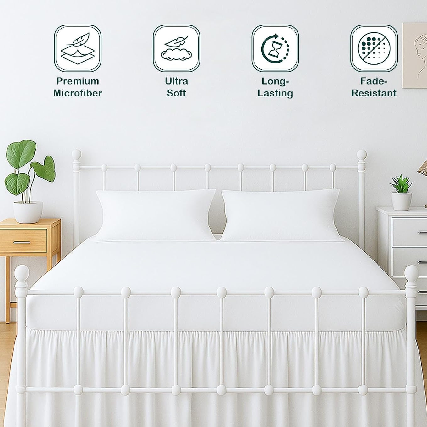 Microfiber Split Corner Ruffled Bed Skirt