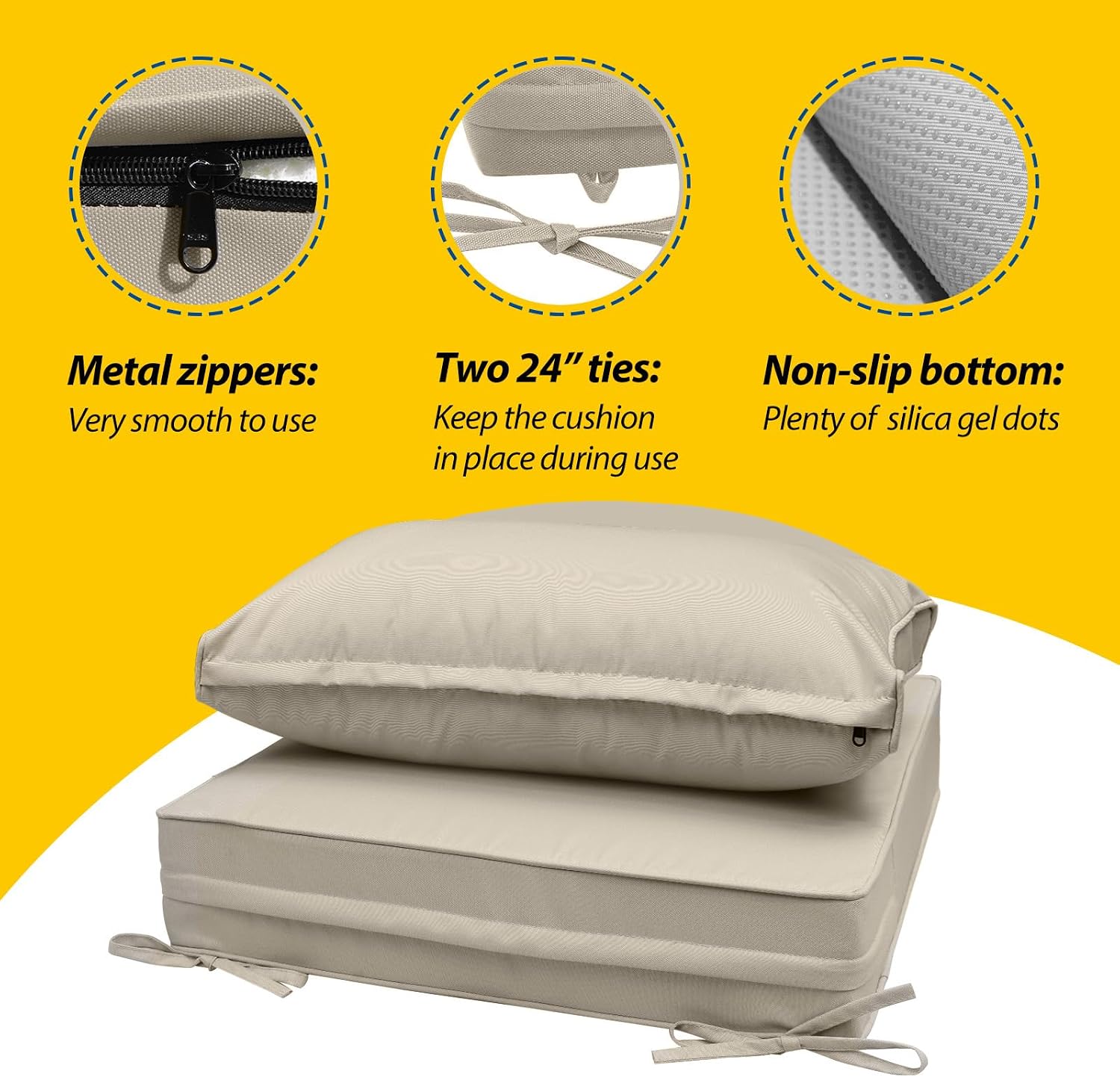 Outdoor Seat & Back Cushion Set of 2