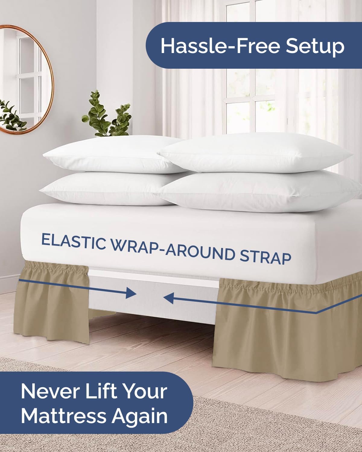 Elastic Wrap Around Pleated Bed Skirt
