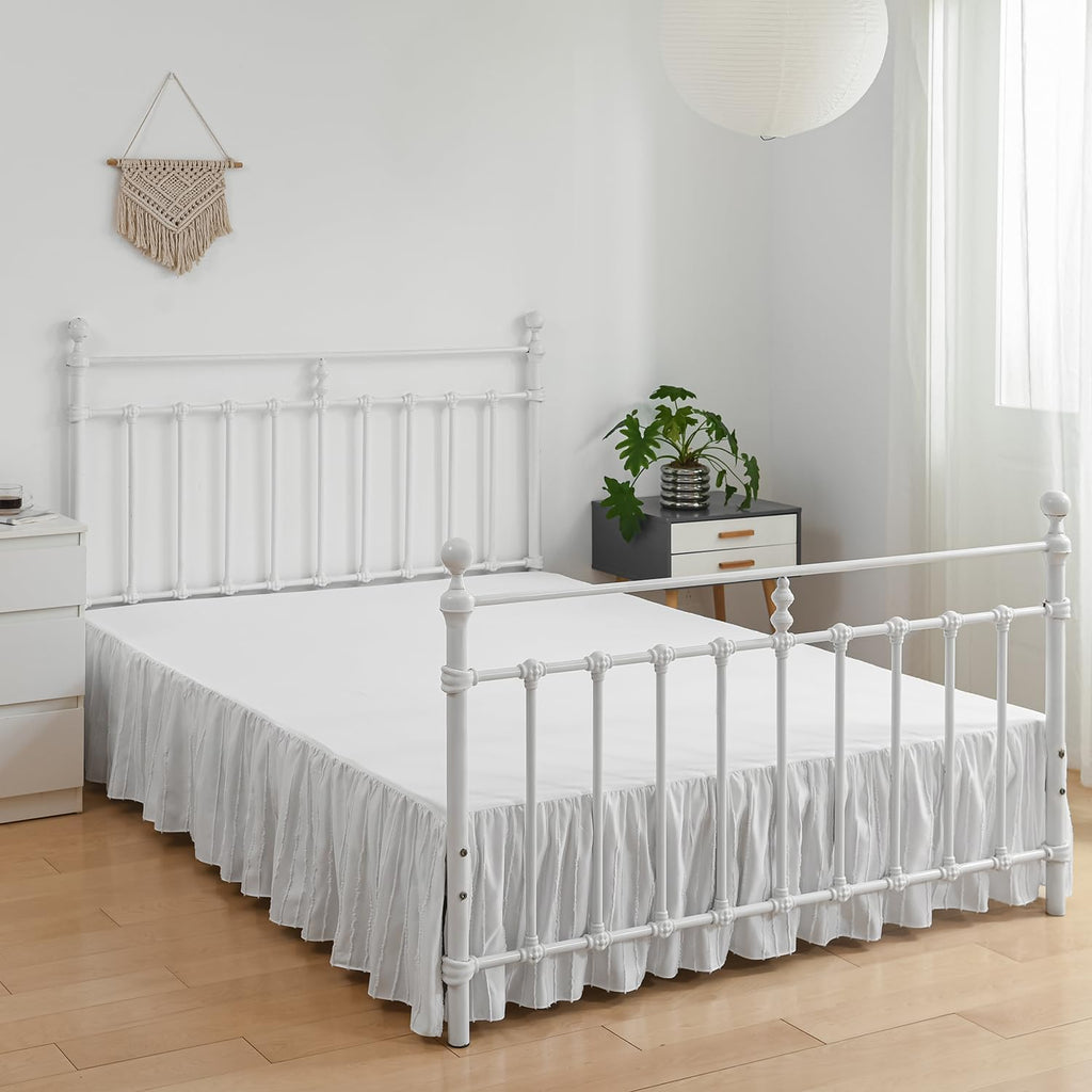 Striped Tufted Split Corner Bed Skirt