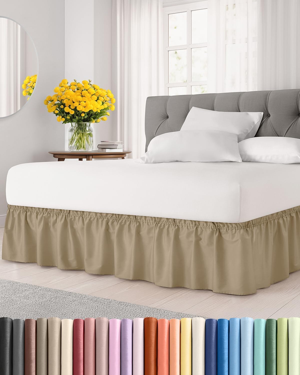 Elastic Wrap Around Pleated Bed Skirt