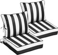 Waterproof Striped Deep Seat Cushions Set of 2