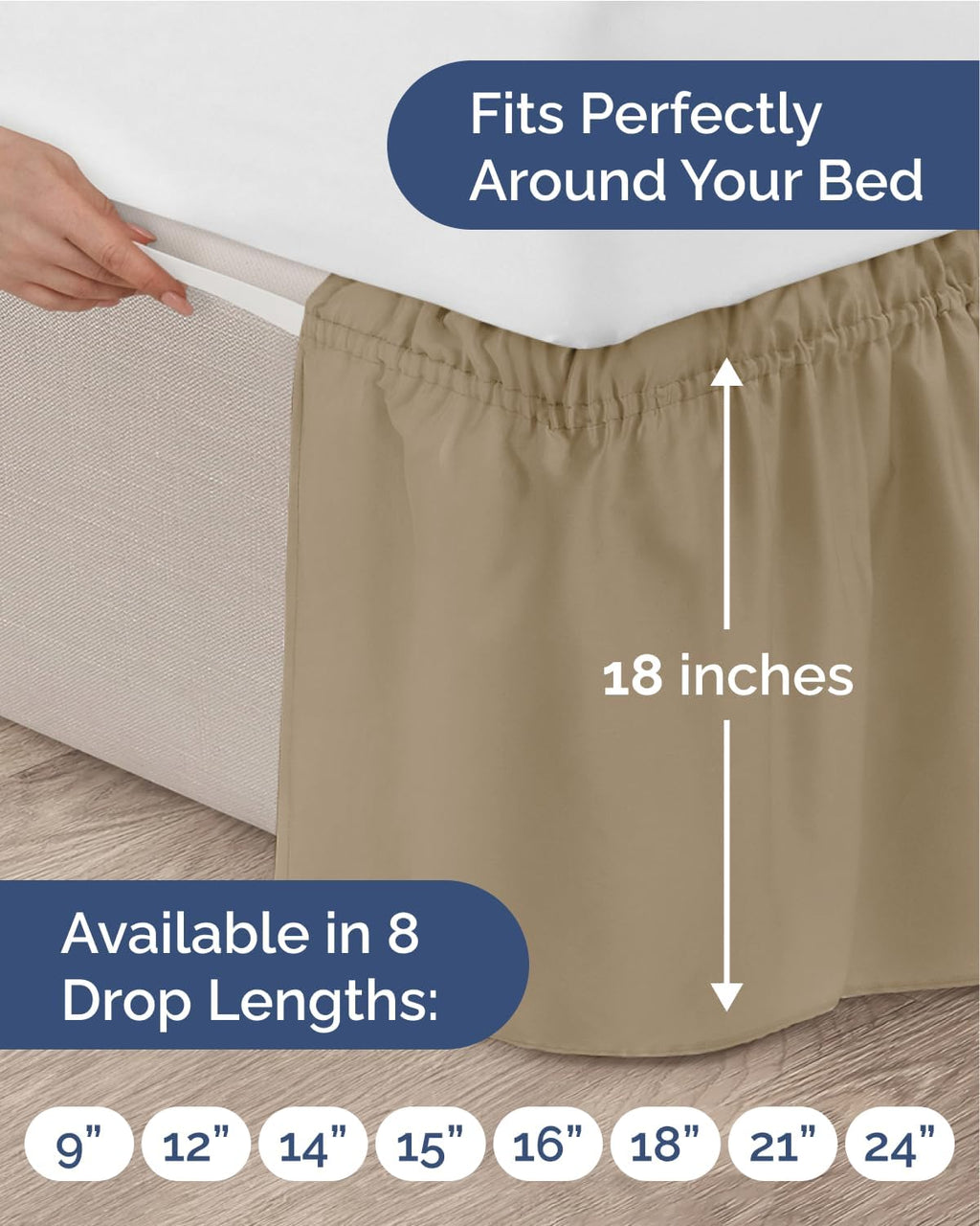 Elastic Wrap Around Pleated Bed Skirt