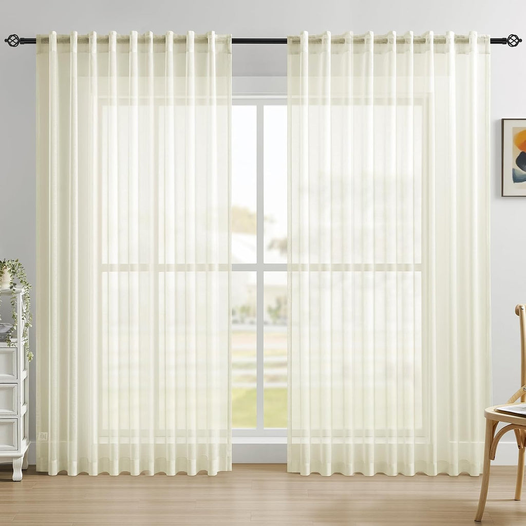 Casa Textured Ivory Sheer Curtains