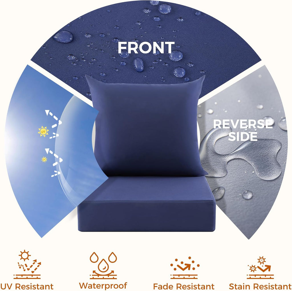 Waterproof Deep Seat Patio Cushions Set of 2