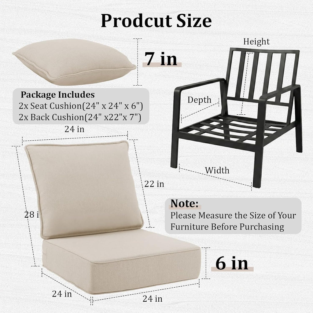 Waterproof Outdoor Patio Cushions Set of 2