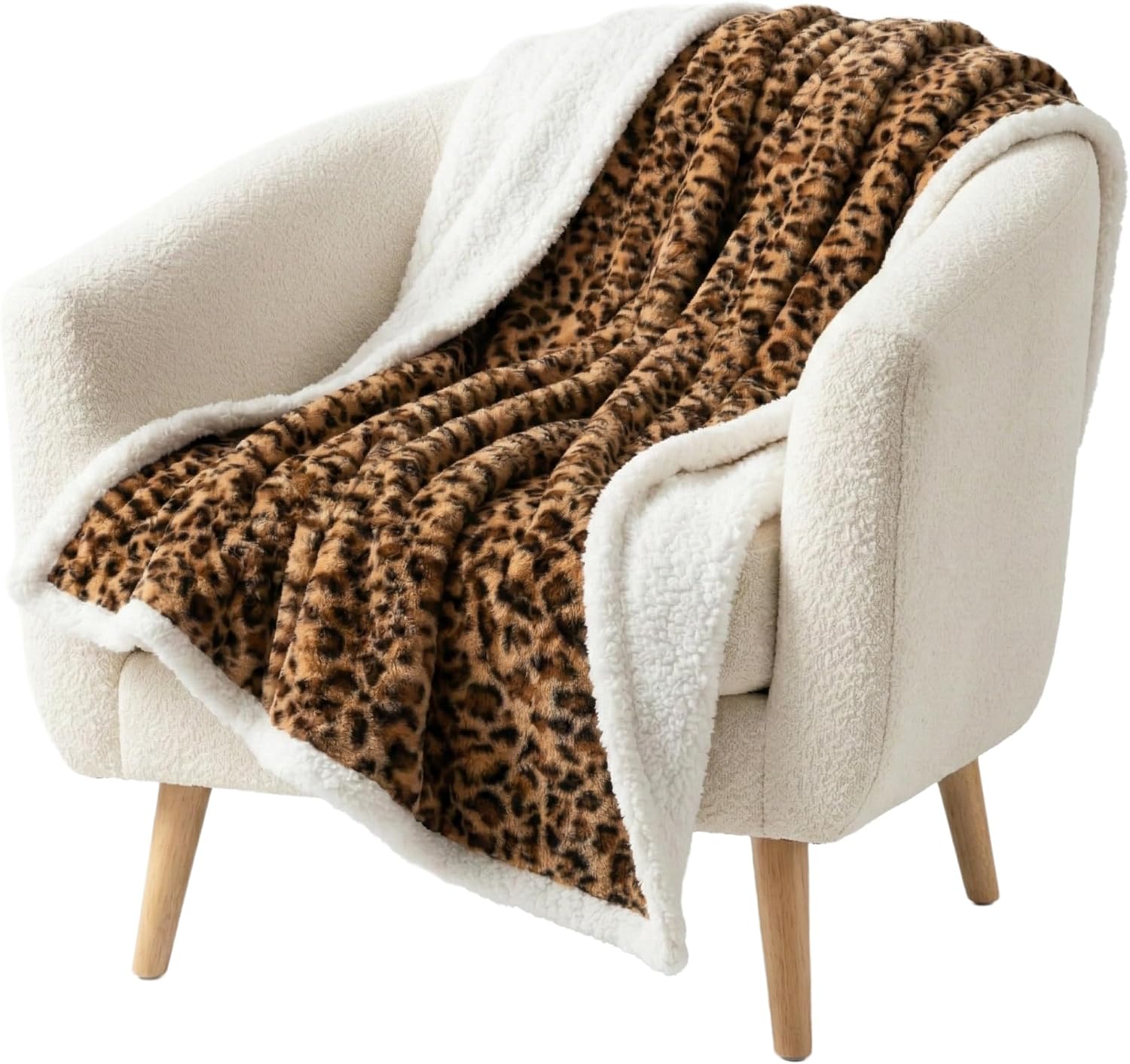 Lavish Home Leopard Reversible Sherpa Throw Blanket