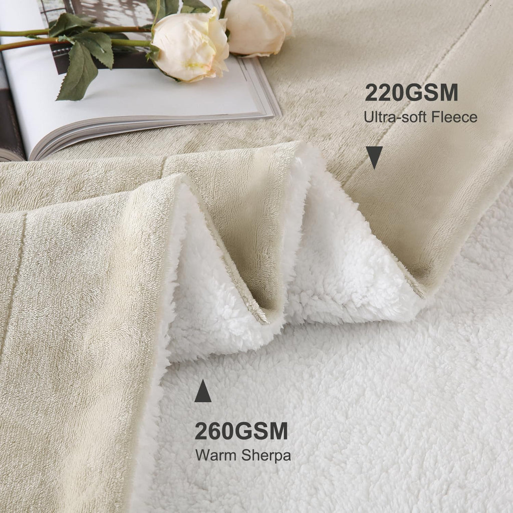 Reversible Sherpa Fleece Throw Blanket