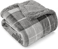 Plaid Sherpa Fleece Throw Blanket