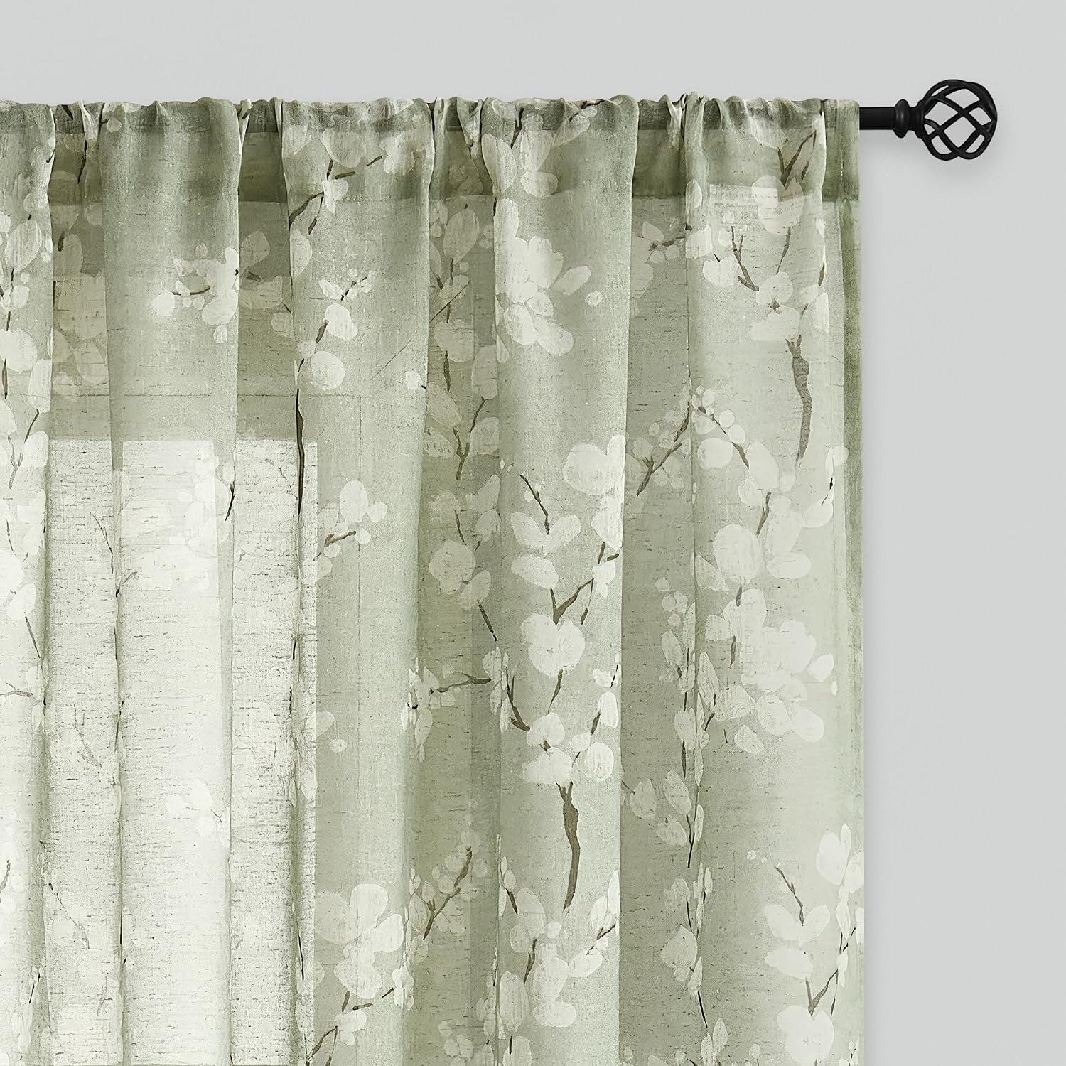 Floral Linen Sheer Curtains