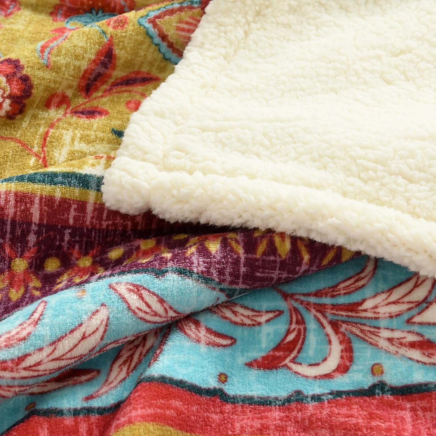 Boho Sherpa Fleece Throw Blanket
