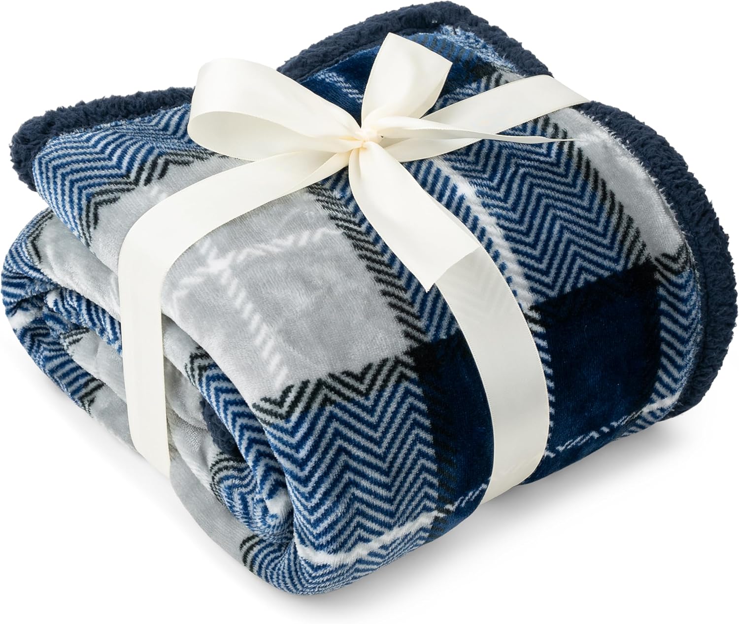 Plaid Sherpa Fleece Throw Blanket