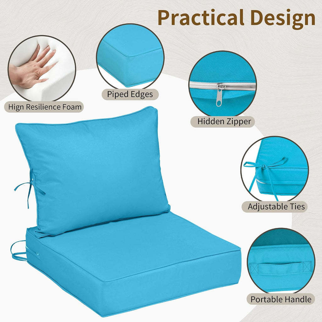 Waterproof Deep Seat Cushions Set of 2