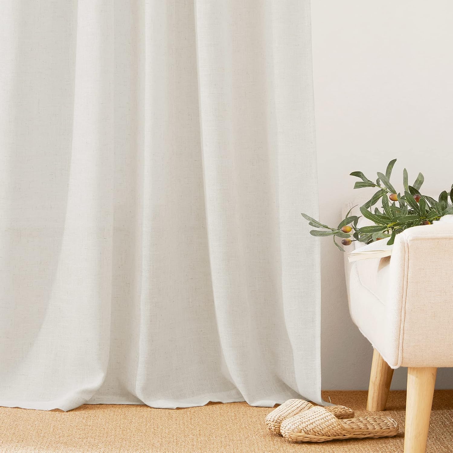 Linen Blend Semi Sheer Curtains