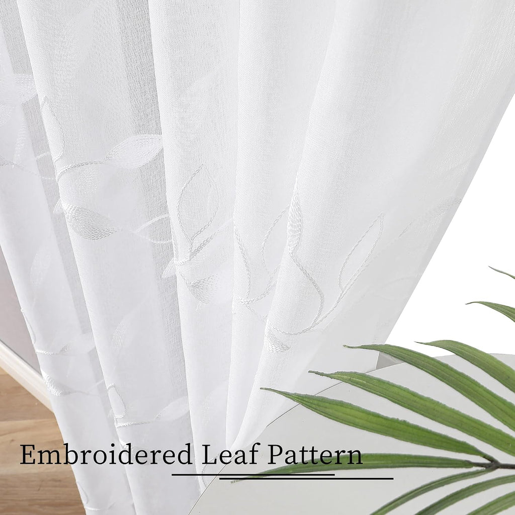 Leaf Embroidered Sheer Curtains