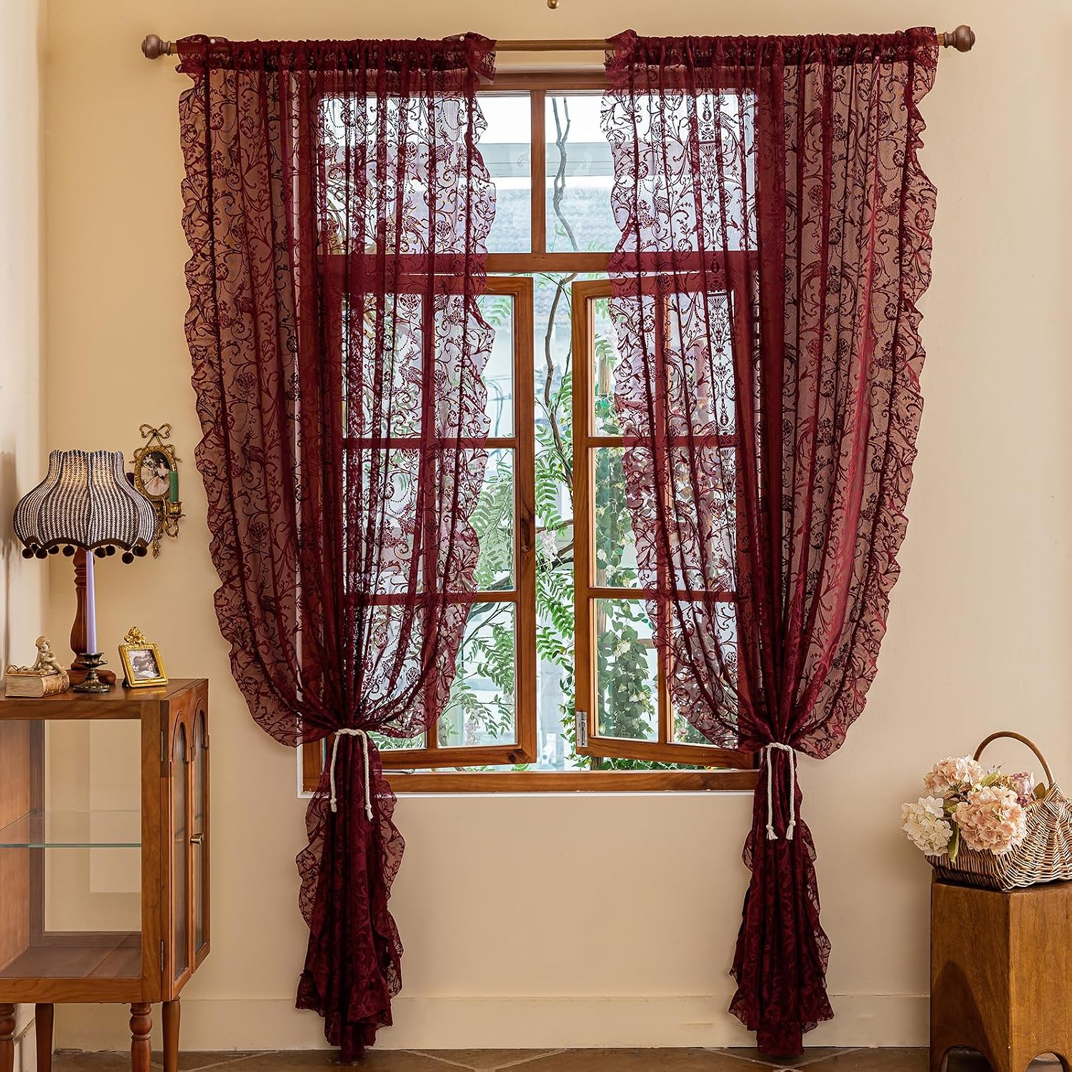 Floral Lace Sheer Curtains