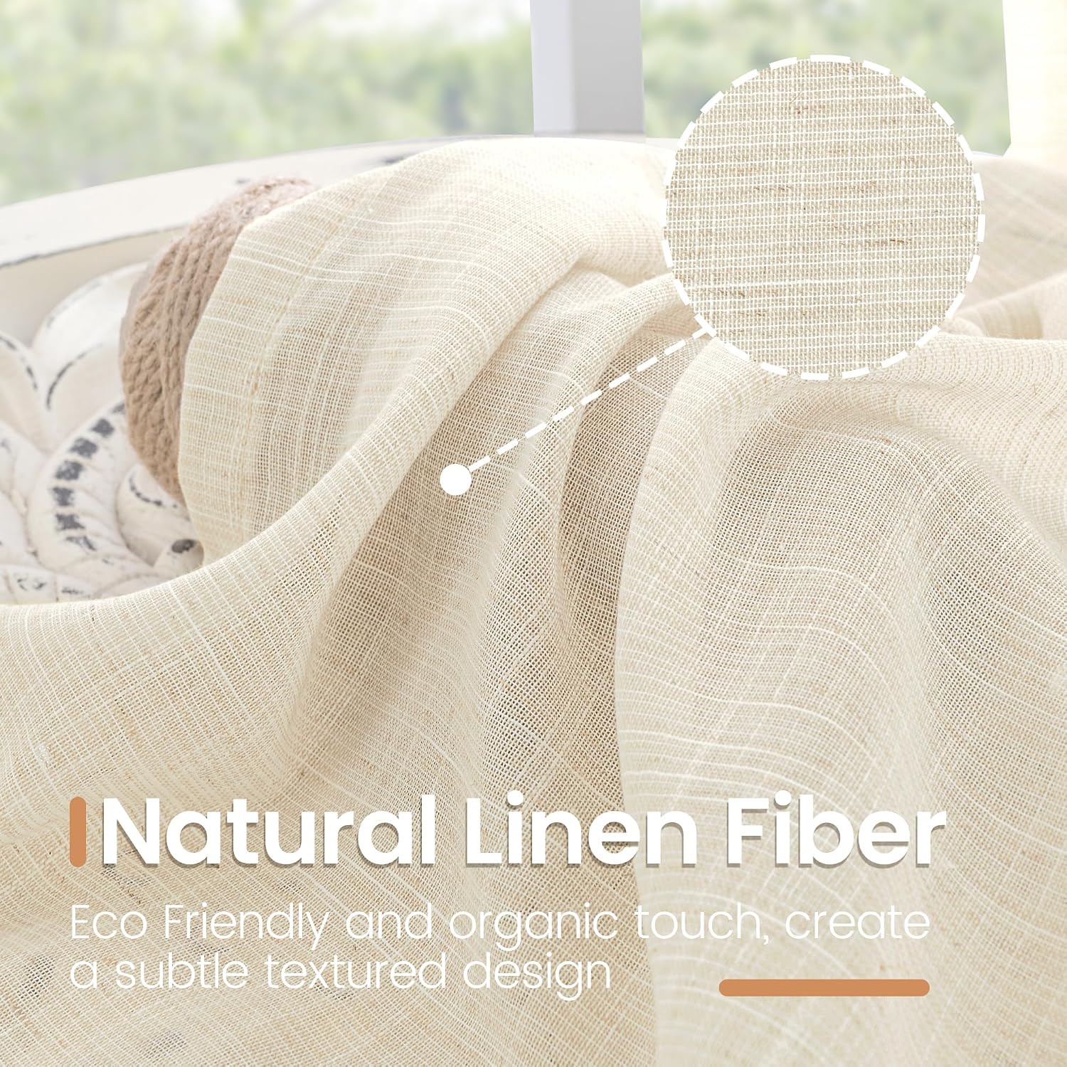 Beige Linen Semi Sheer Curtains