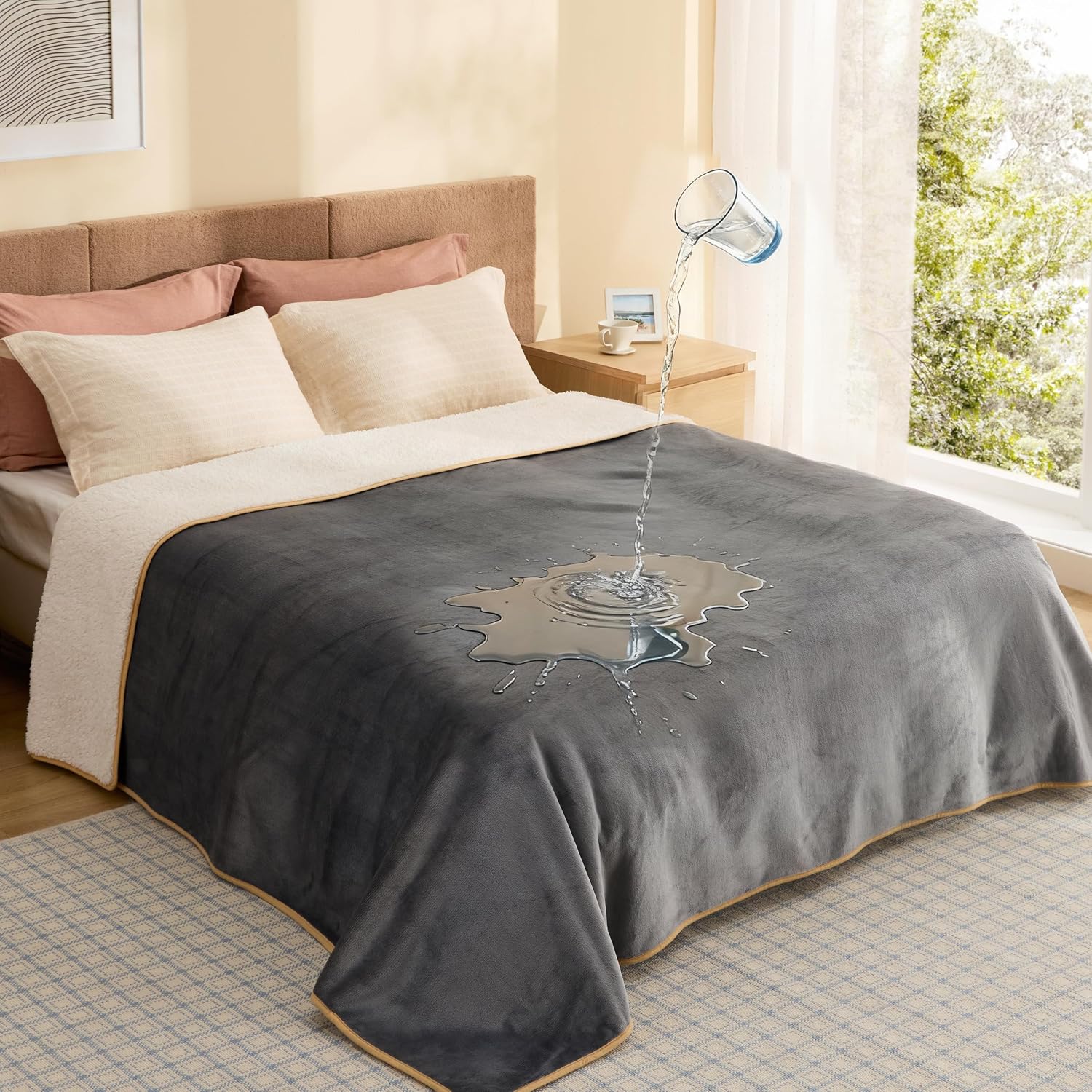 Waterproof Sherpa Fleece Pet Throw Blanket