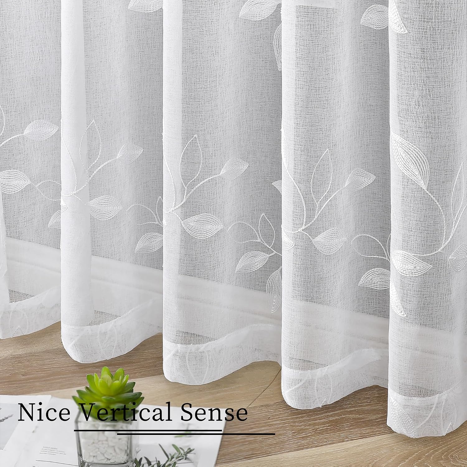 Leaf Embroidered Sheer Curtains