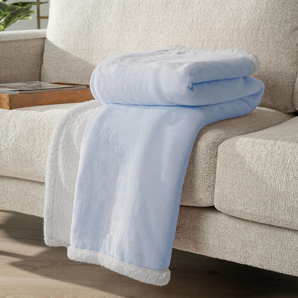 Reversible Sherpa Fleece Throw Blanket